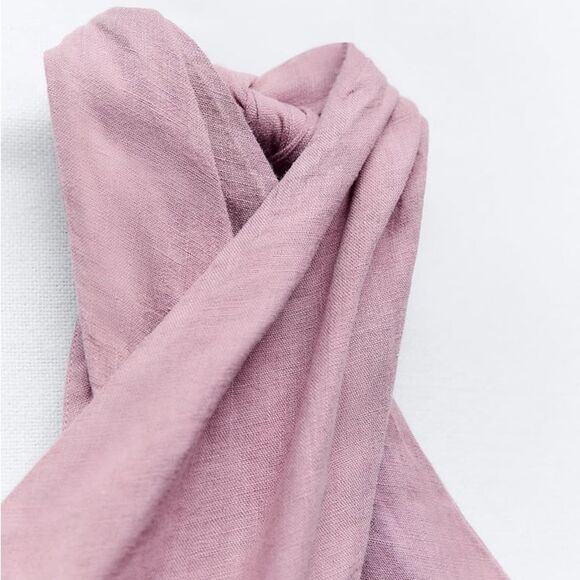 ZARA 100% LINEN HALTER DRESS - Picture 6 of 12